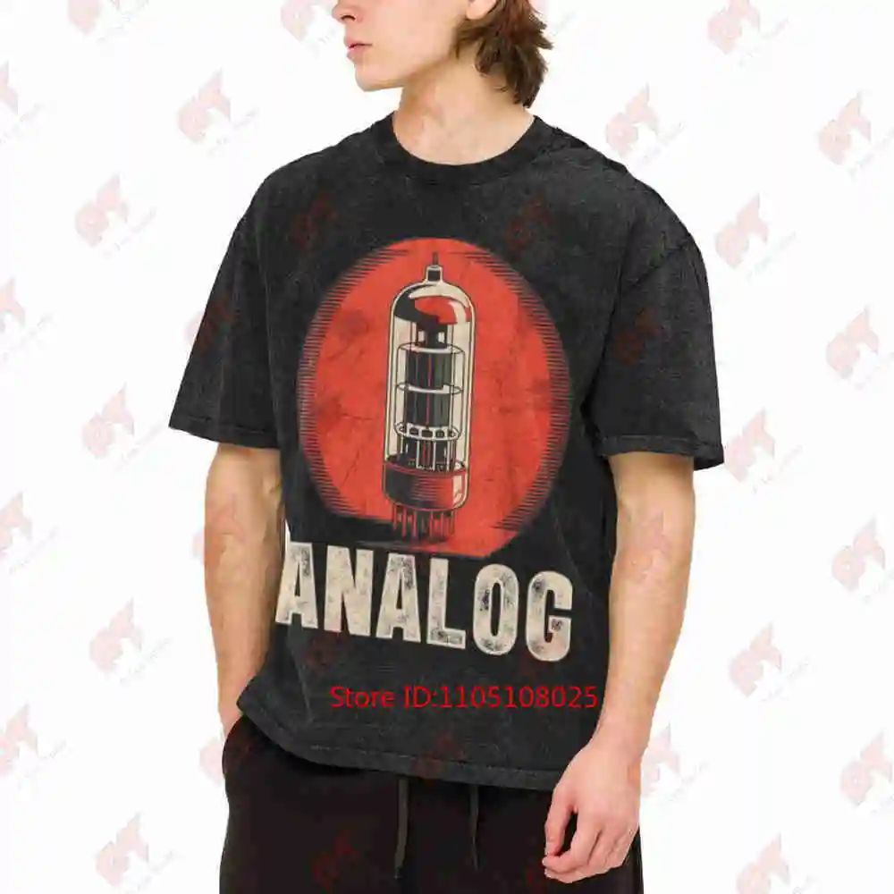 Vacuum Tube Amp Analog Vintage Retro 80S 90S Music Producer Vintage Washed Tee Pure Cotton T-Shirt