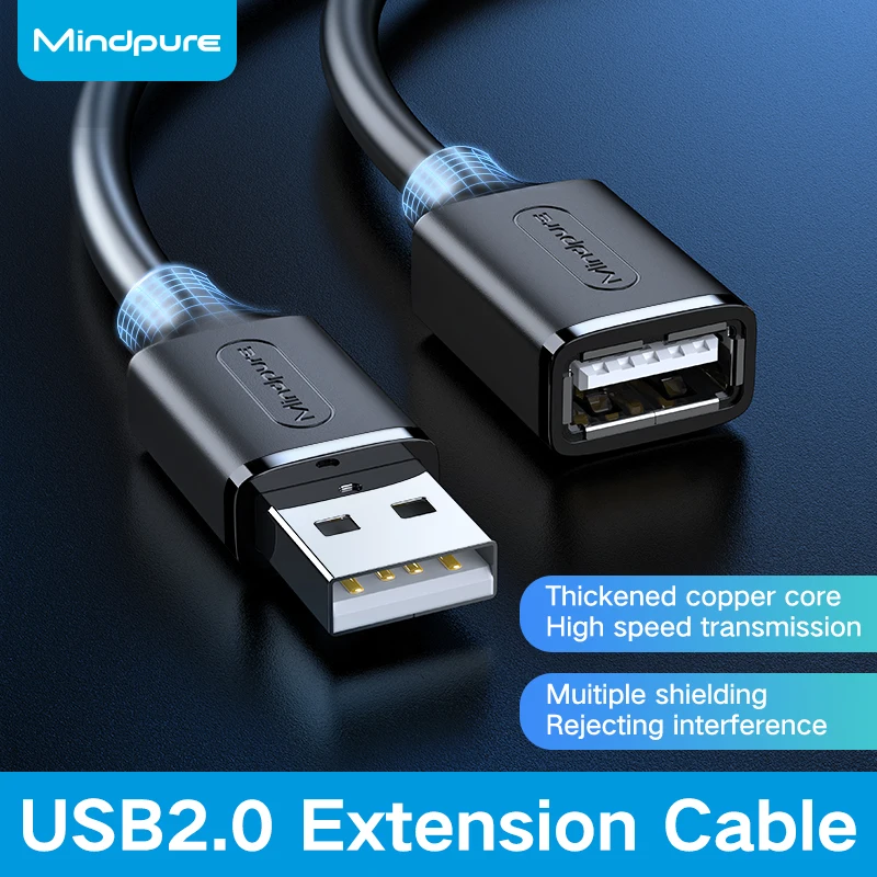 

Mindpure USB Extension Cable USB 2.0 Cable For Smart Laptop PC TV Xbox Fast Speed USB Cable Extension Mini Fast Data Cable 1m 2m