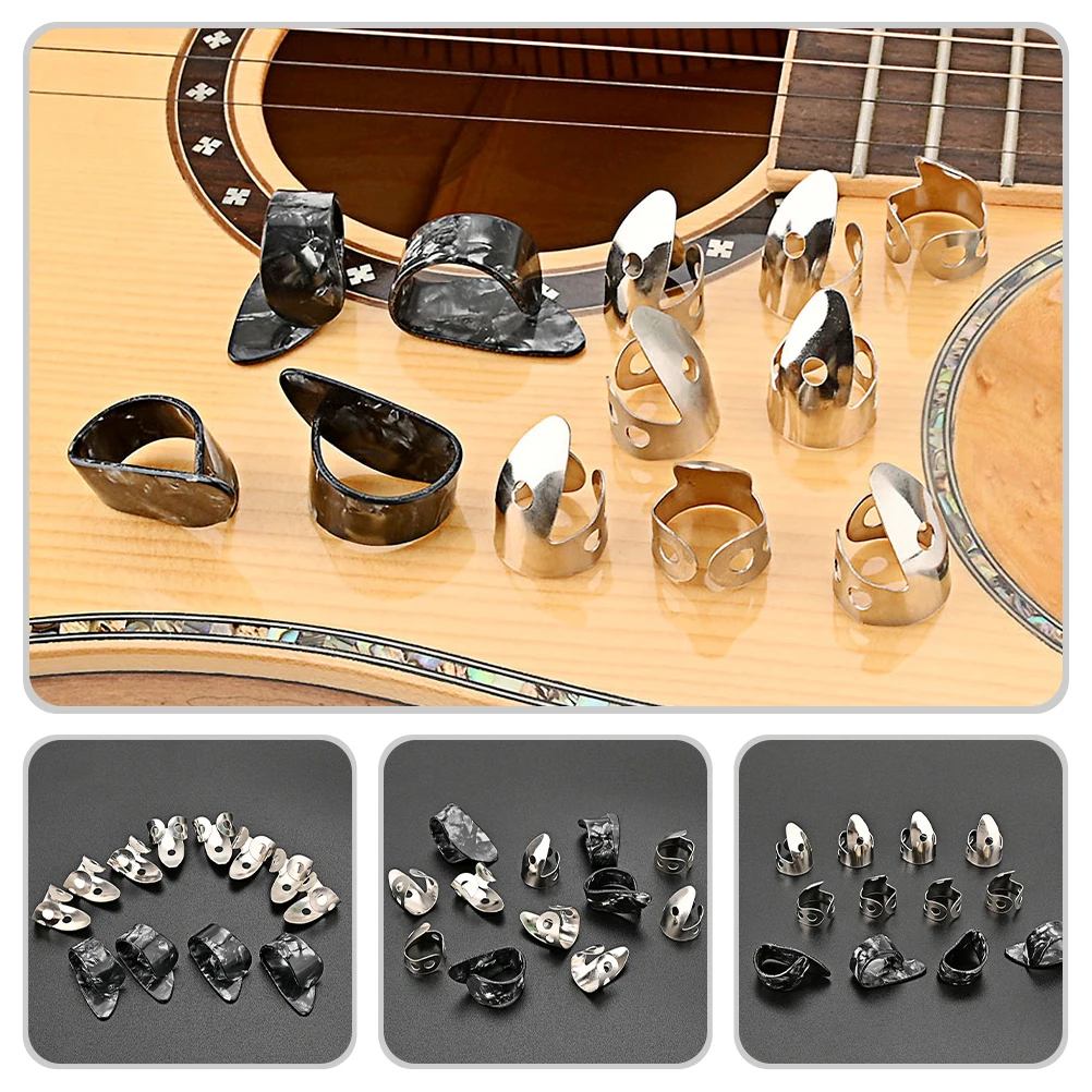 

12 Pcs Stainless Steel Protectors Guitar Accessories Reusable Lightweight Professional Use Metal Picks Set for Thumb