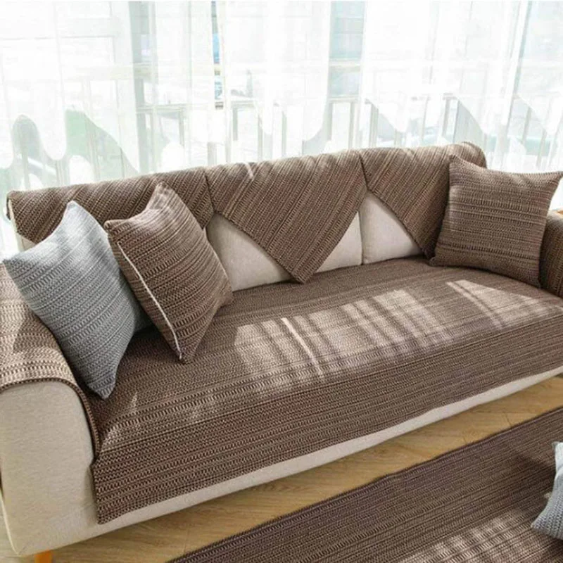 Hand Woven Sofa Cushion Living Room Anti-Wear Couch Slipcover Dustproof Non-slip General Sofa Cover Seat Cushion Pad Sofa Towel