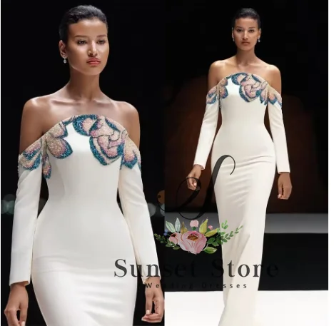 

Customized Mermaid Formal Jersey Evening Dress Temperament Strapless Long Sleeves Homecoming Dresses Fashion Party Gowns