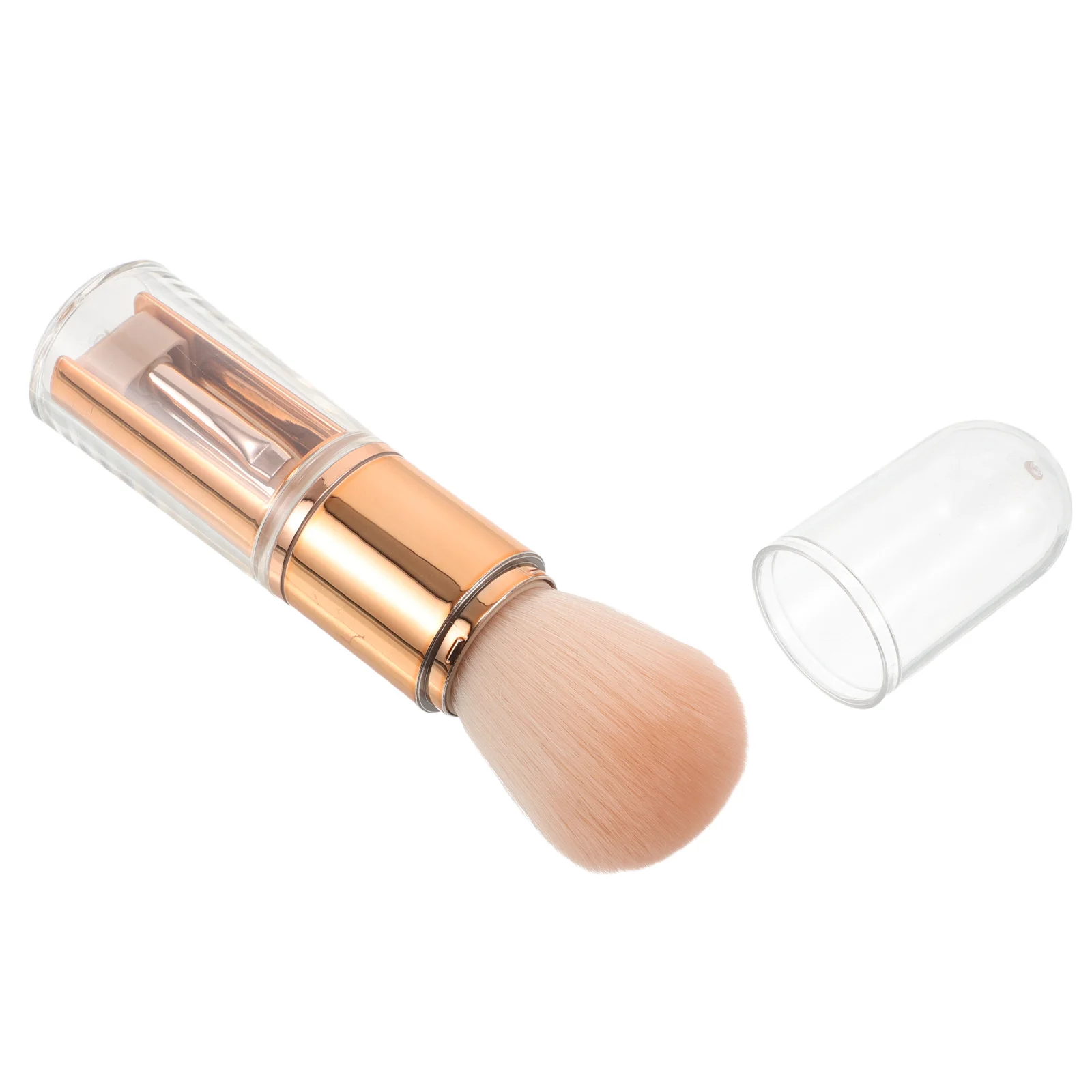 1 Set 5-In-1 Retractable Travel Makeup Brush Set Compact Portable Blush Eyeshadow Concealer Tool For Sensitive Gold