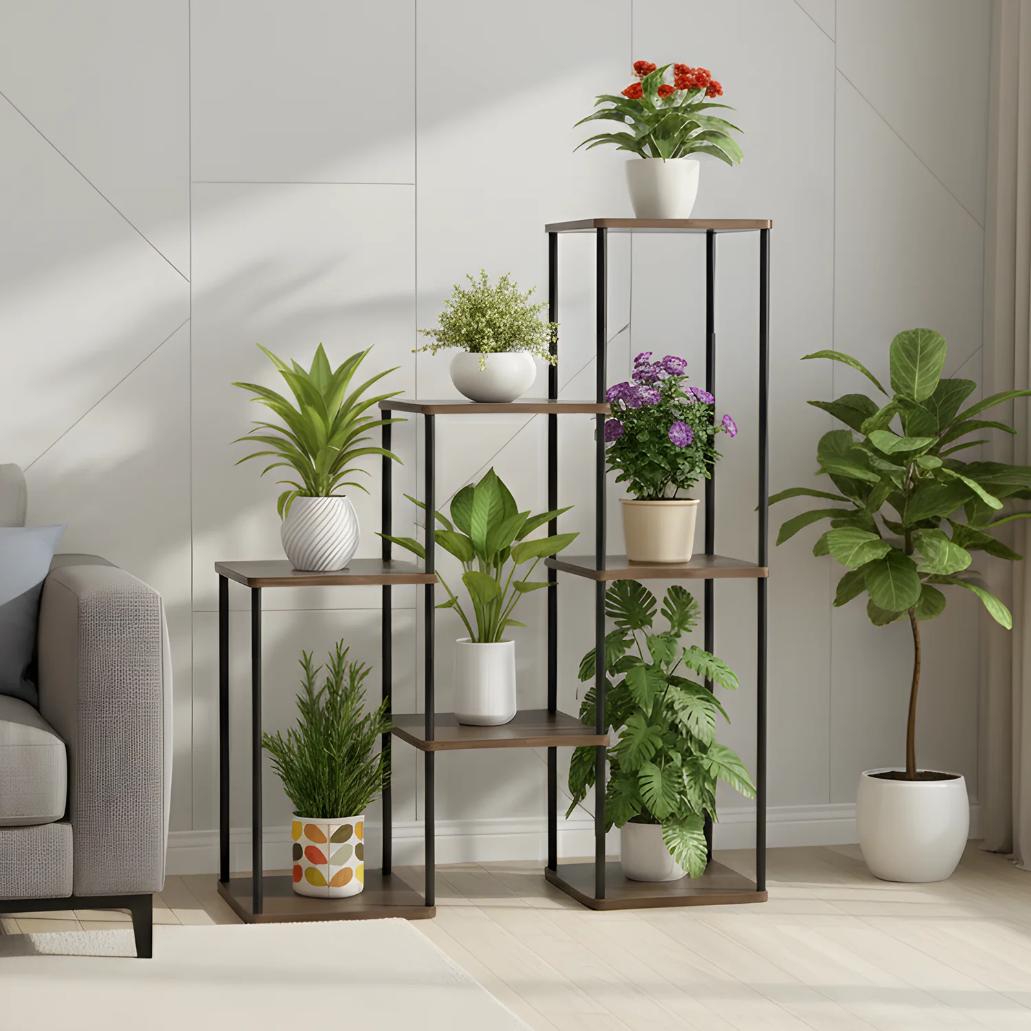 Mehrstöckiger Multifunktionaler Pflanzenständer, Blumentopfhalter, Robust und Verstellbar, Geeignet für Verschiedene Standorte wie Innenräume, Balkone und Gärten. – Detail 14