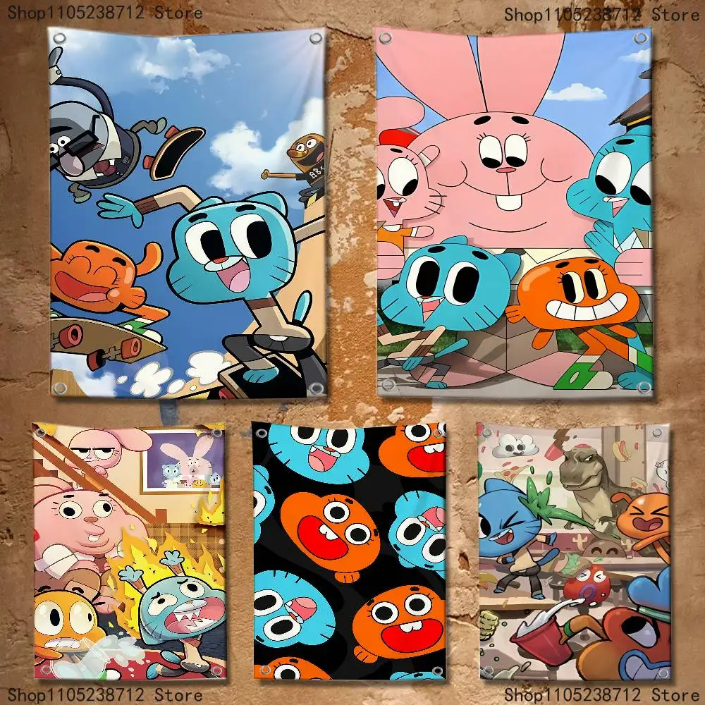

G-GumballS Cartoon Watterson High-Quality Flag Tapestry Banner Bedroom Living Room Bar Party Wall Decor Outdoor Use