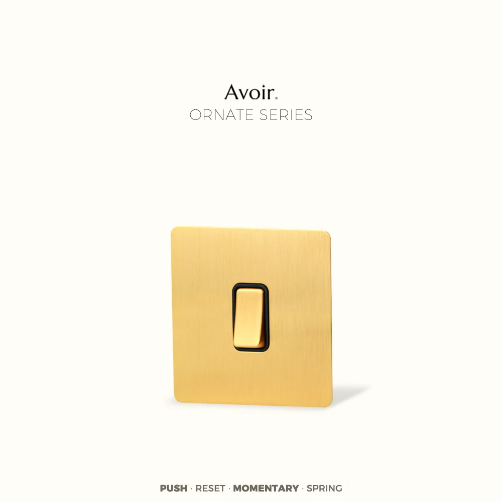 

Avoir Gold Momentary Switch Wall Socket Usb Charge 220V UK Switch Dimmer For House Reset Switches Vintage Push Button 1-3 Gang