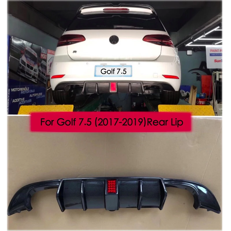 

For Volkswagen Golf 2017- 2019 MK7.5 GTI R Car Rear Bumper Diffuser Rear Side Splitter Spoiler Lip Flashing Light