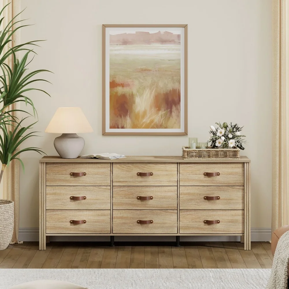 Large Storage 9 Drawer Dresser Multifunctional Chest Stylish Organizer Nursery Bedroom Entryway Furniture