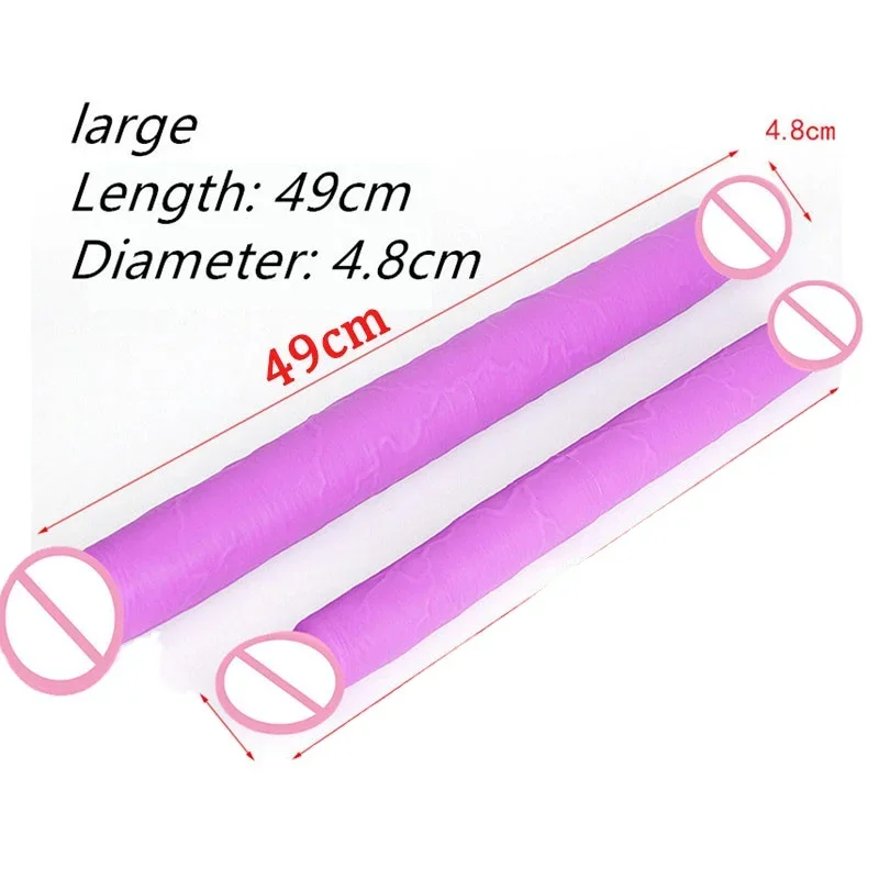 

Soft Double Ended Dildo Lesbian Sex Toy 49cm Long Realistic Penis Double Penetration Vagina Anal Stimulation dildos For Women