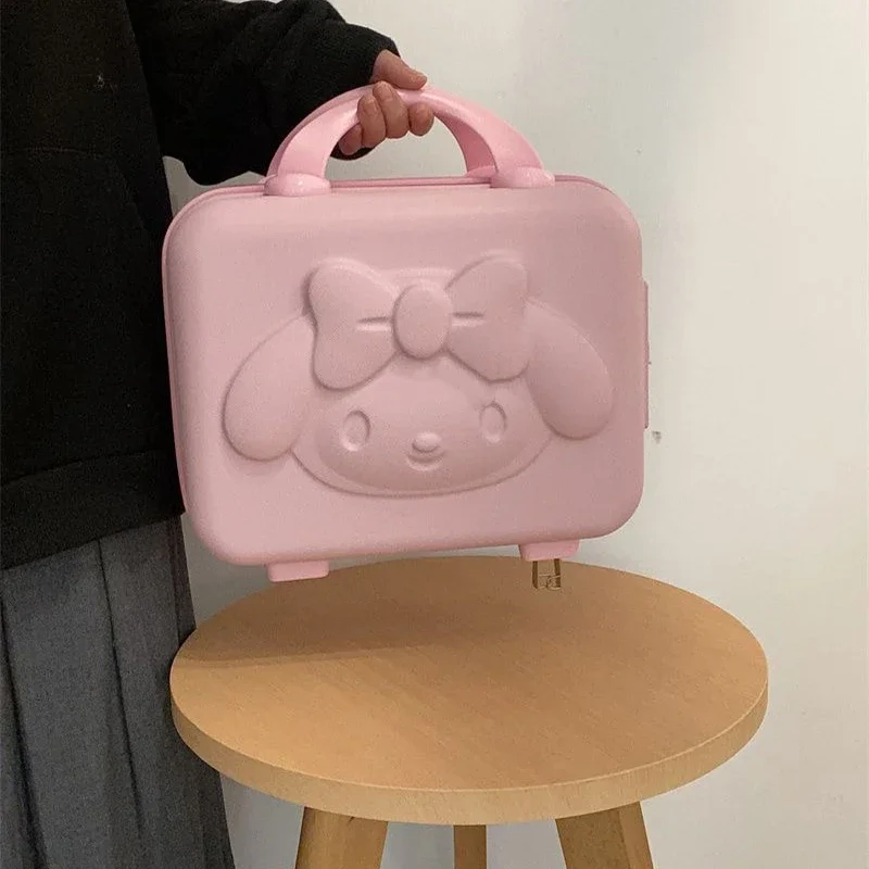 Kawaii My Melody Cartoon Hand Luggage 16/14 Inch Mini Anti-drop Fashion Cosmetic Clothing Storage Box Kawaii Travel Suitcases