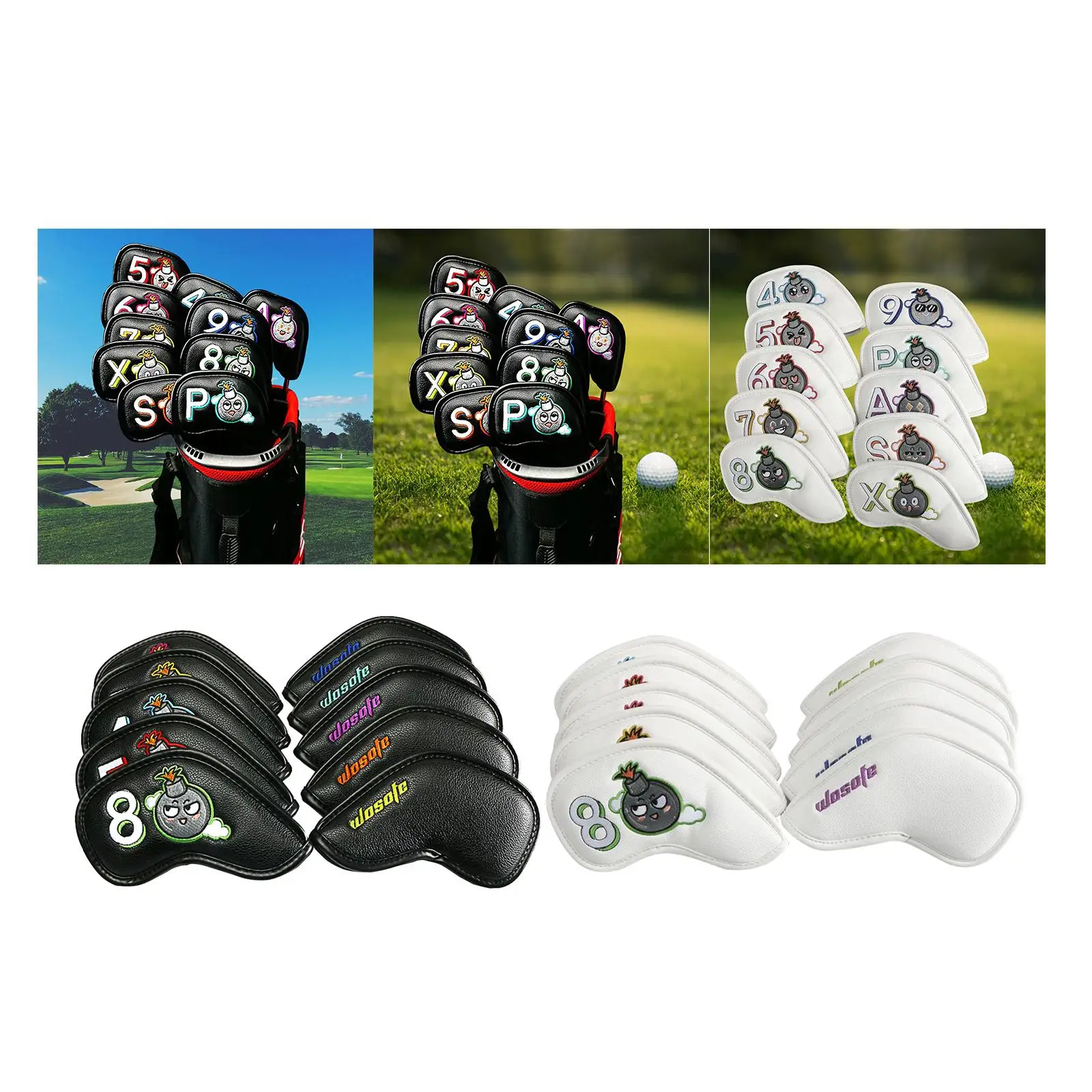 PU Leather Golf Iron Headcover 4, 5, 6, 7, 8, 9,A,S,P,x Head Protector Men Gift