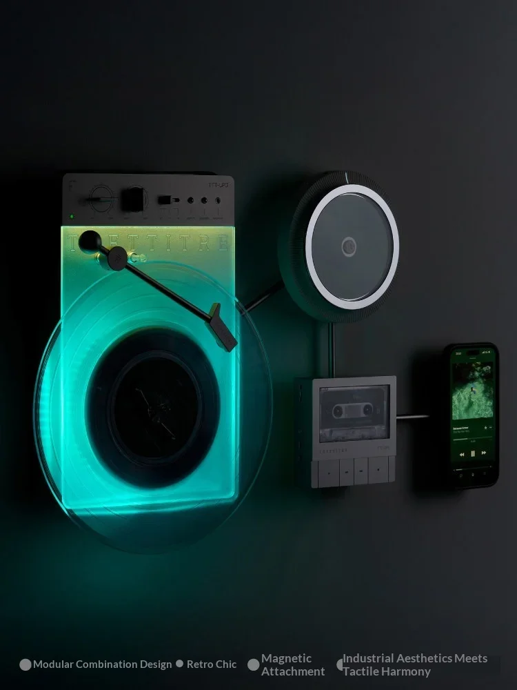 TRETTITRE TTT Modular Magnetic Wall Mount Set TTT-LP3 Turntable/TTT-DP3 CD Player /TTT-CP3 Cassette Player,Music Player