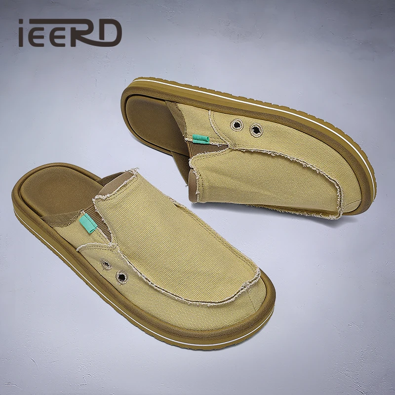 

Новые осенние мужские парусиновые тапочки, мягкая и удобная повседневная домашняя обувь без шнуровки для мужчин, большие размеры 39-47