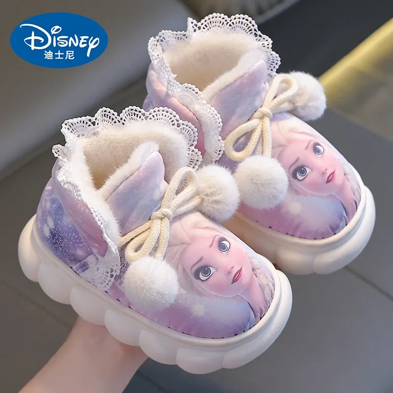 Kids Girls Home Shoes Winter Cotton Slippers Baby Cartoon Frozen Children Warm Princess Plush Cotton padded Snow Indoor Shoes