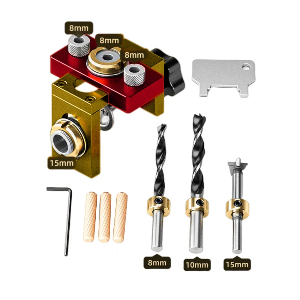 Houtbewerking 3-in-1 plugmalkit - Verstelbare houten pluggenpunchzoeker Aluminium zakgatmal, gereedschap voor kastgatboor