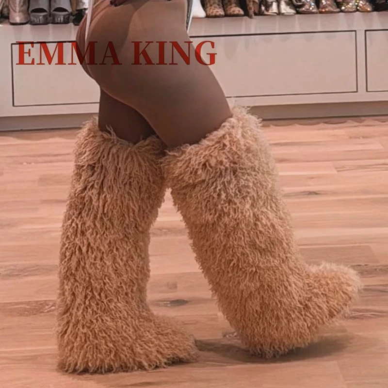 Women Furry Long Warm Boots Winter Thigh High Fluffy Boots Ladies Plush Over The Knee High Snow Boots Ladies Mongolian Fur Boot view 6