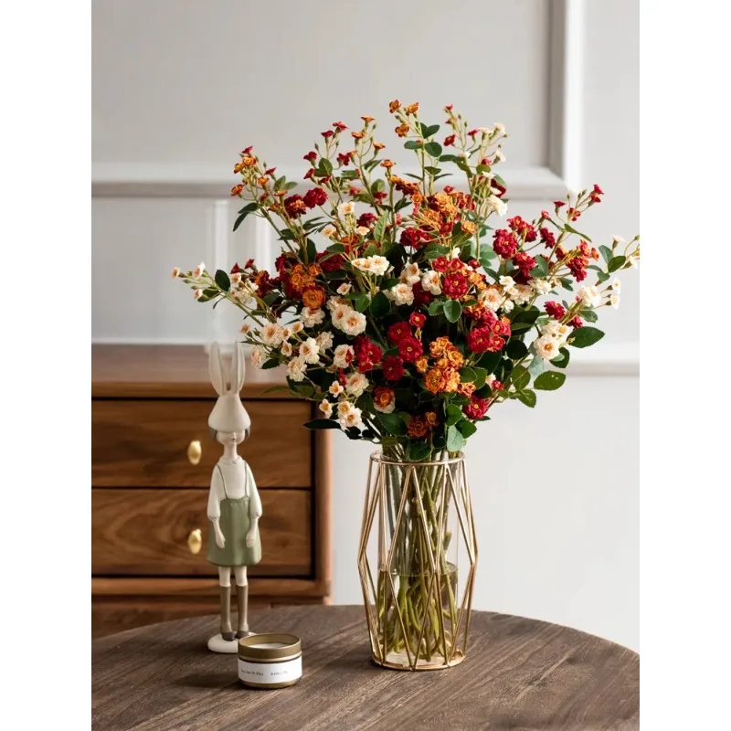 

Nordic Style Artificial Small Roses| Single/Multi-Head Fake Flower Bouquet| Living Room/Dining Table Floral Arrangement| Three