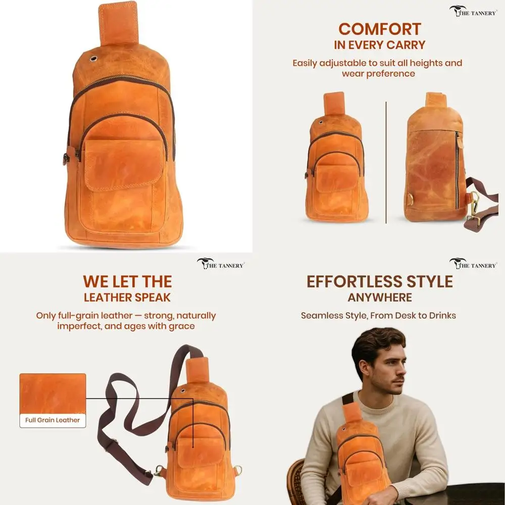 حقيبة ظهر كروس مصنوعة يدويًا من جلد الجاموس للسفر والمشي لمسافات طويلة مع حزام قابل للتعديل، للاستخدام متعدد الأغراض #1