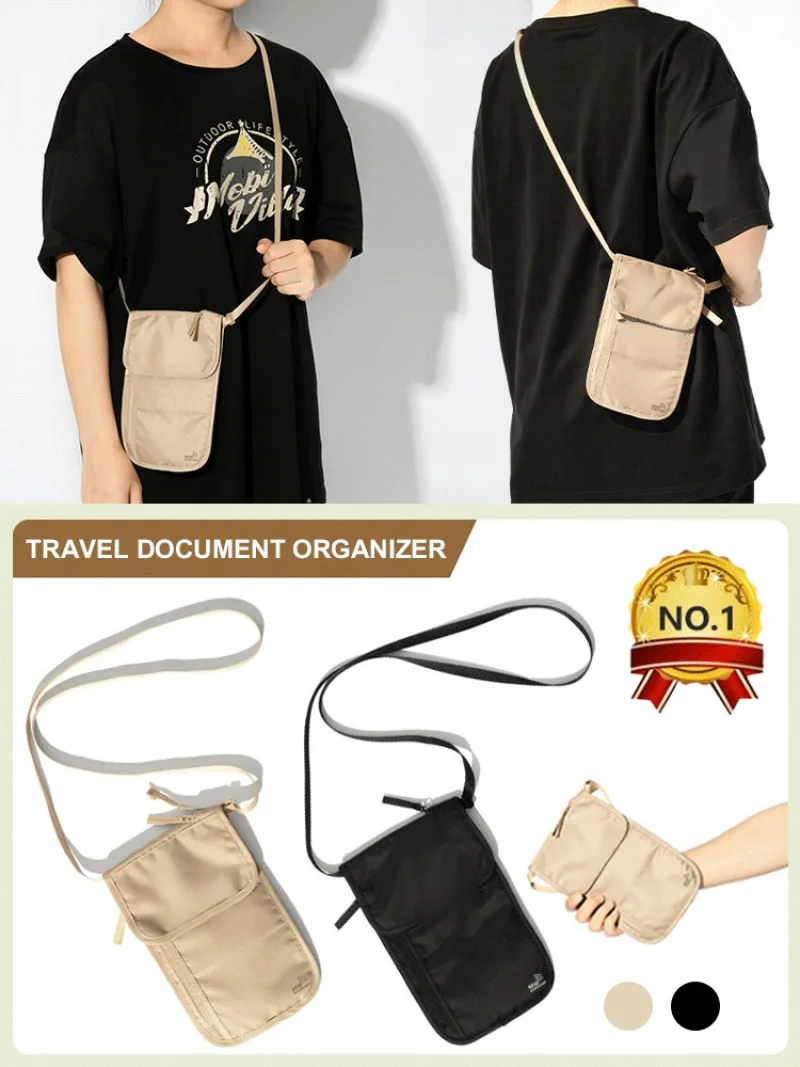 Travel document bag Lightweight multi-functional storage bag Passport holder mobile phone storage Waterproof anti-theft bag