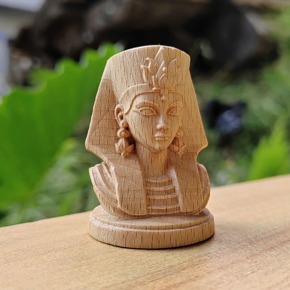 1.8 Inch Hand-Carved Wooden Pharaoh Figurine, Classic Style, Cultural Theme, Suitable for Halloween Decorations, Housewarming Gifts, Men's Gifts, Bedroom, Fireplace, Back-To-School Season Gifts, New Year Gifts