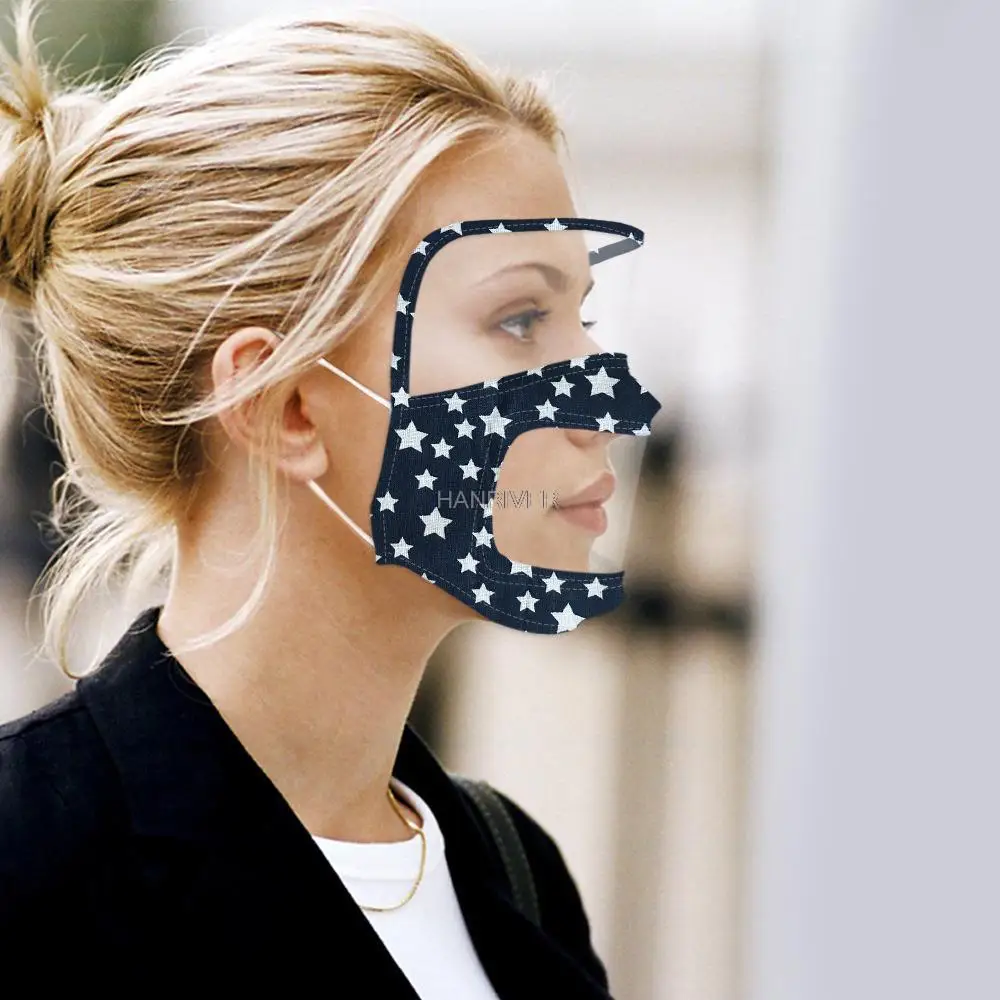 New Unisex Transparent Face Mask For Women/Men Dustproof Cotton Transparent Visualization Mouth Mask with Eye-mask