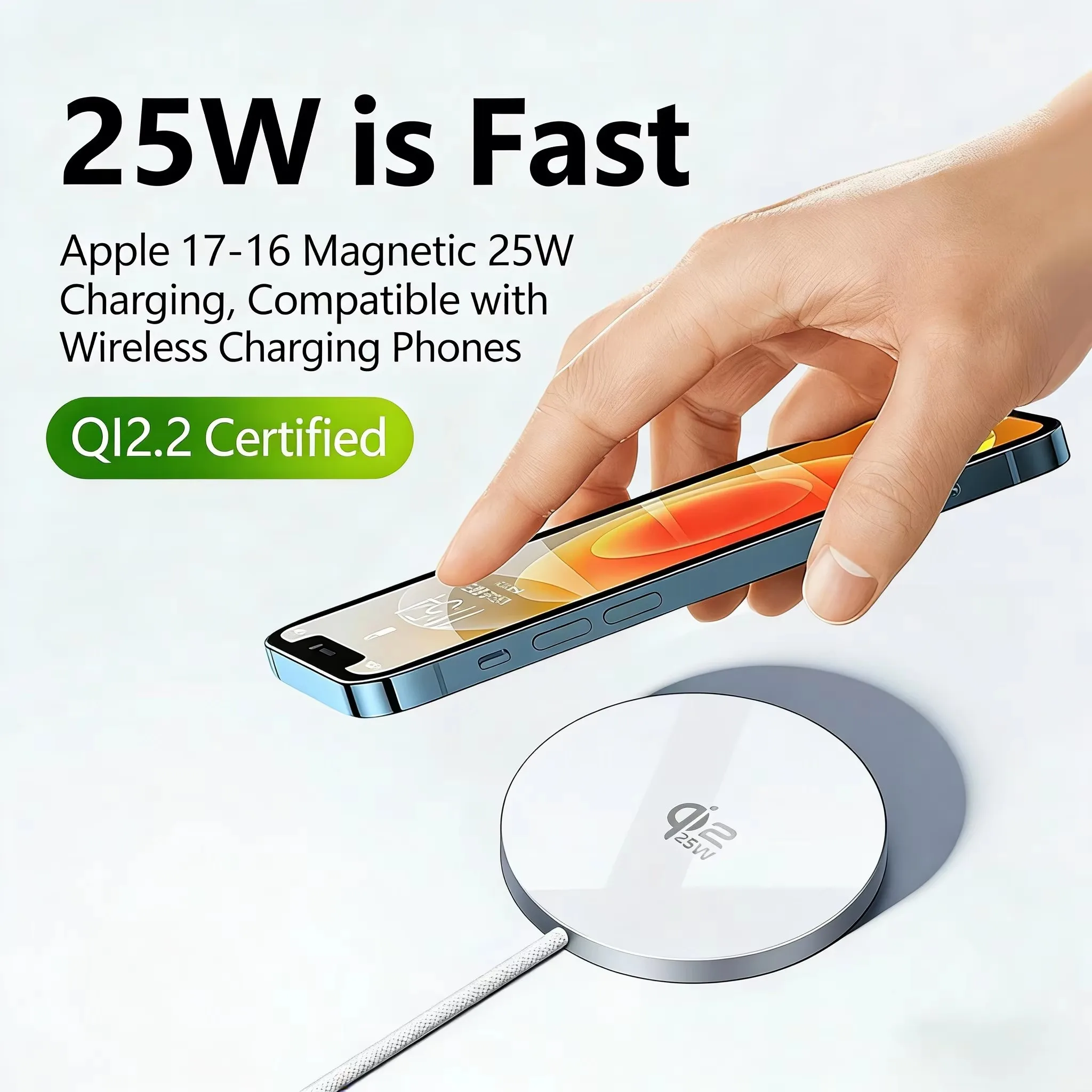 Qi2.2 Wireless Chargers 25W Magnetic Induction Fast Charging For Macsafe IPhone17 16 15 ProMax‌ 5W Airpods Series Xiaomi Samsung