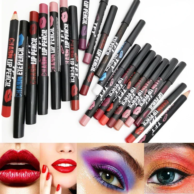 1Pc Lipstick Pencil Eyeshadow Pencil Matte Lip Liner Waterproof  Long Lasting Makeup Pens Easy To Wear Non-stick Cup