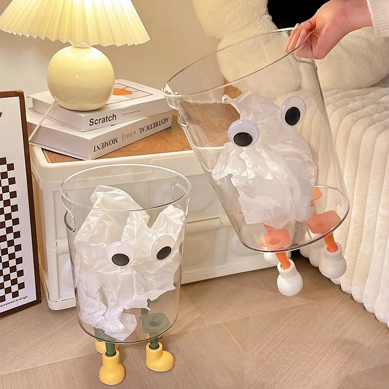 

Transparent trash can ins high value home creative bedroom storage bucket cartoon cute living room high value wastebasket