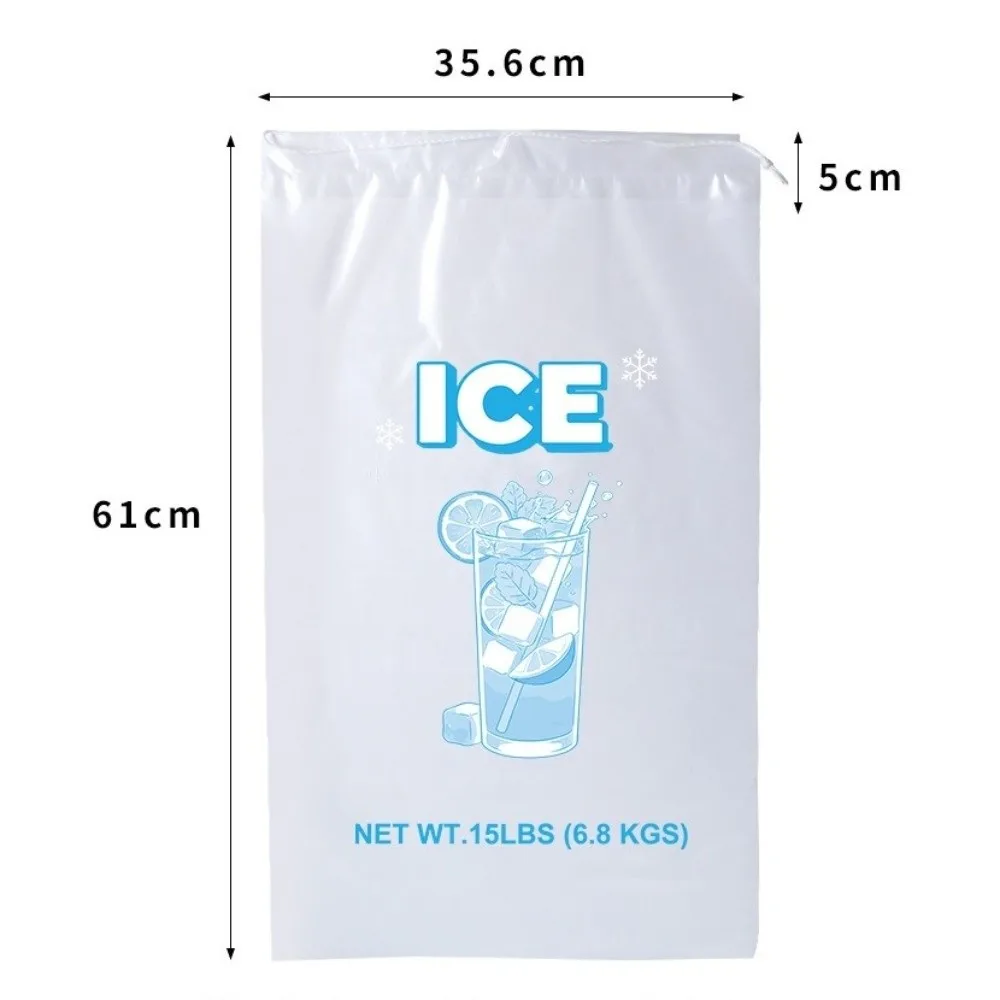 10Pcs PE Drawstring Ice Bag Ice Storage Bags for Outdoor Picnic Camping Thicken Reusable Anti-Freezing Leakproof Large Capacity
