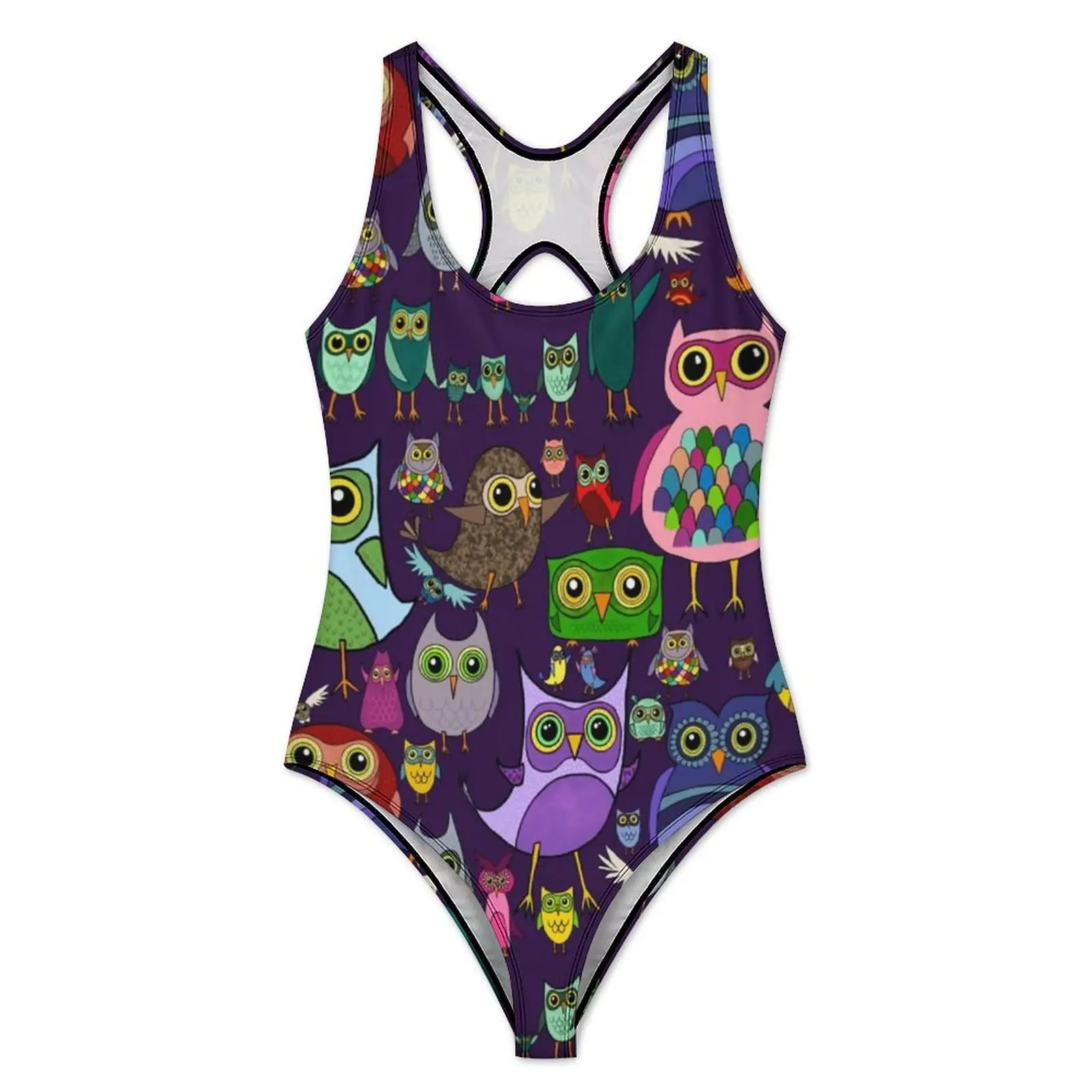 Colourful Owls Swimsuit Cute Owl Meme Push Up Swimwear One Piece Vacation Bath Monokini Bodysuit Sexy Beach Outfits Plus Size