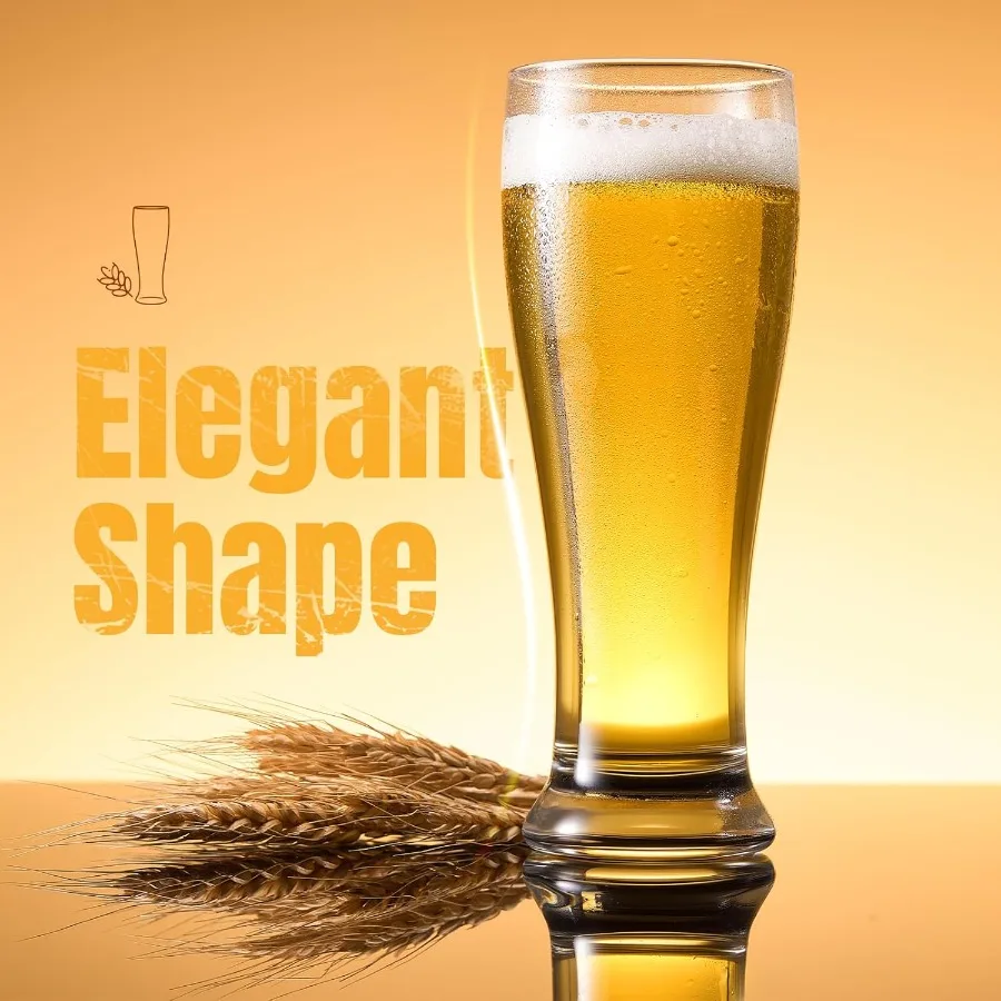 Juego de 4 vasos de pinta de cerveza Pilsner de 16 oz para servir cerveza artesanal, juego de cristalería para beber de diseño clásico, Ideal para el hogar y el Bar
