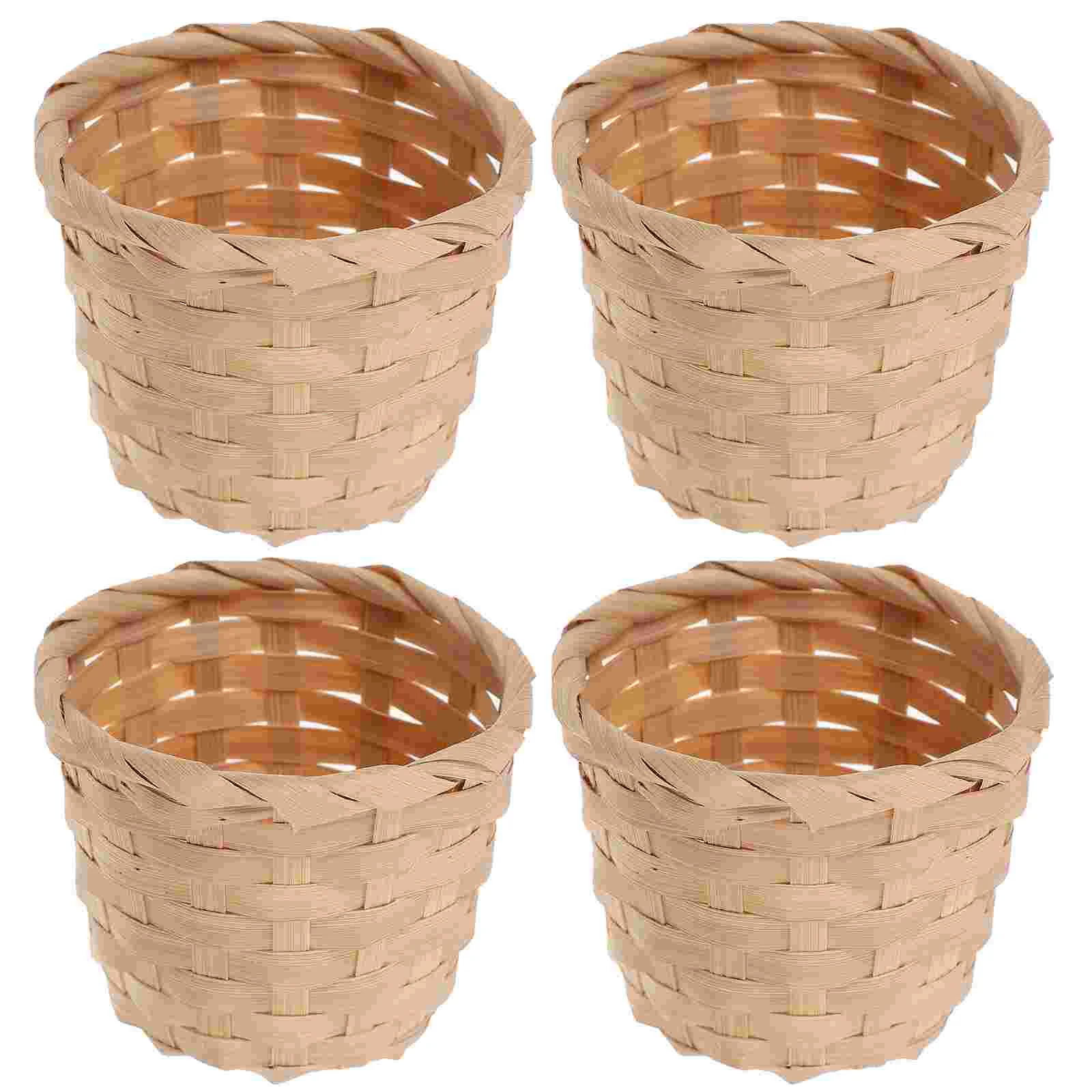 

Storage Baskets Mini Bamboo Small Garbage Can Artificial Flower Arrangement Fruit