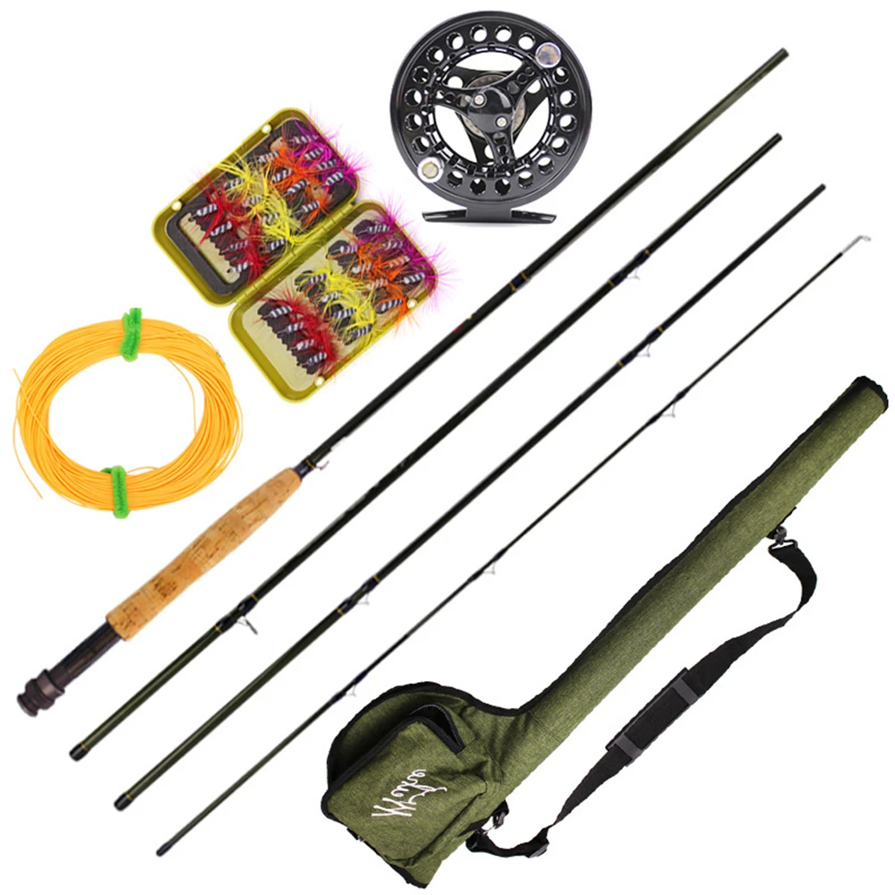 Kit combinado de pesca com mosca, 2.7m, com partida, vara de carbono, carretel de pesca, isca, proteção, estojo de viagem, conjunto de roupa