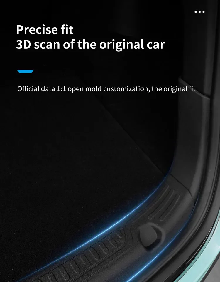 Geeignet für Tesla 2021-2024 Model Y – TPE Kofferraumschutz, Kratzfeste Heckabdeckung & Stoßstangen-Organizer-Pad. – Detail 4