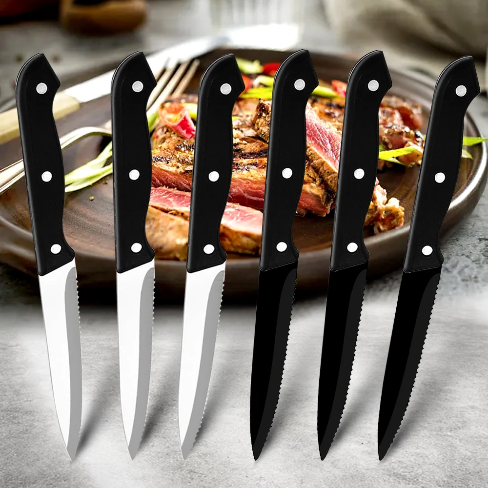 Serrated Steak Knives Ultra Sharp High Carbon Stainless Steel Knives with Ergonomic Handles Kitchen Knife Set