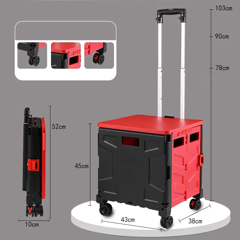 Tas troli bagasi lipat toko supermarket lipat desain tesco kecil dengan roda roda kastor