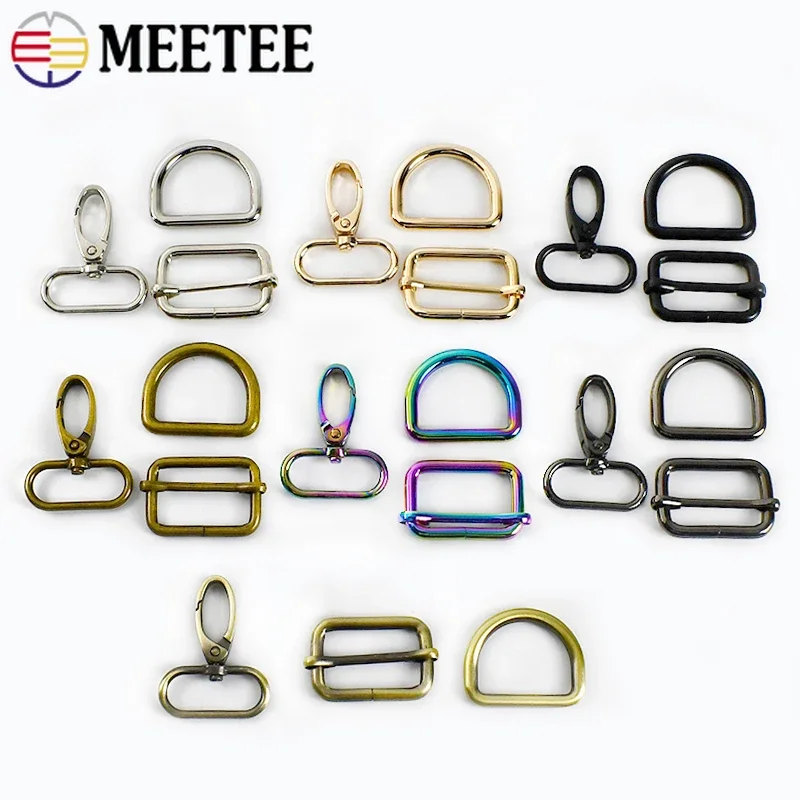 

5Sets 16-38mm Metal Bag Strap Buckle Swivel Lobster Clasps D Ring Adjuster Carabiner Webbing Hook Keychian Hardware Accessories