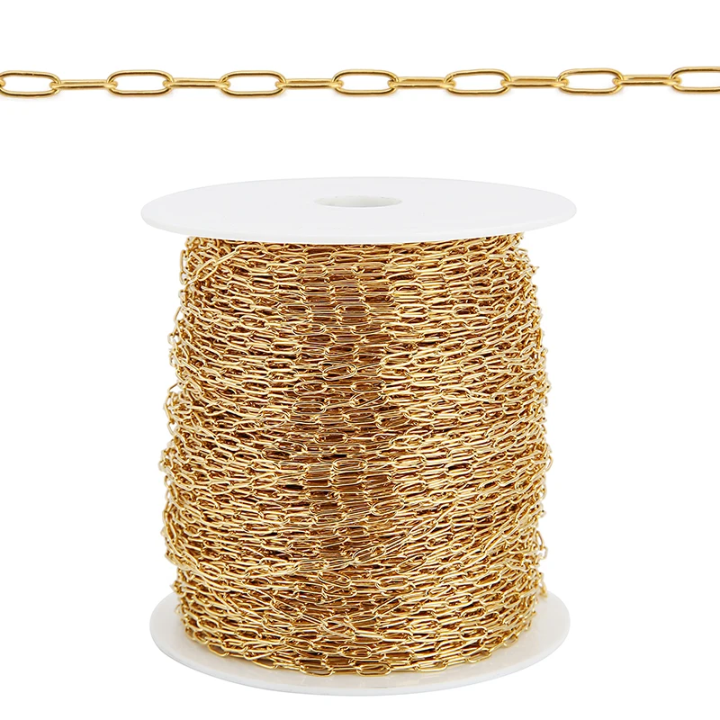 2 Meters 2.5x6.5mm Stainless Steel 18K Gold Plated Oval Link Chain for Jewelry Making DIY Bracelets Necklace Supplies Wholesale