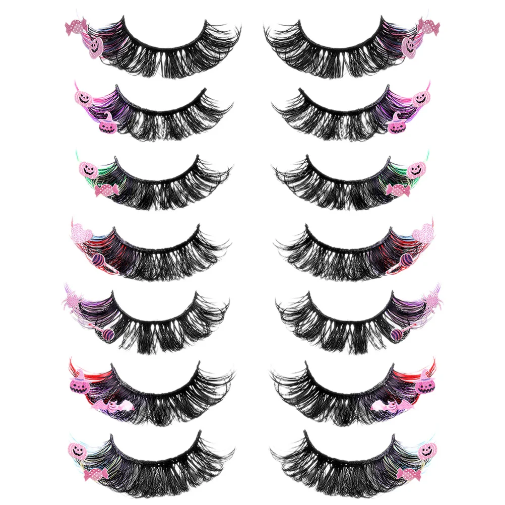 7Pairs Color Lashes with Vibrant Fake Eyelashes Thick for Cosplay Daily Wear Enhanced Eye Charm Women Gift Idea