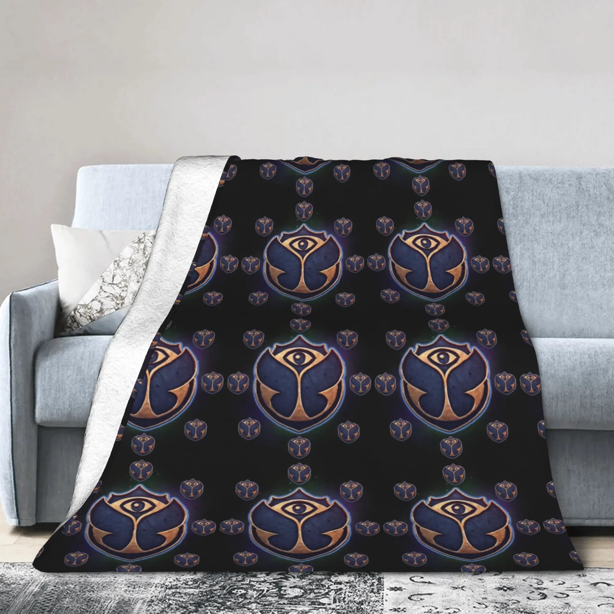 Custom 3D Print Tomorrowland Breathable Soft Flannel Belgian Electronic Dance Music Festival Throw Blanket for Couch Car Bedroom