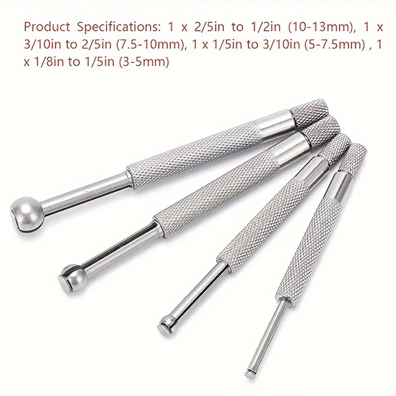 4-Piece Precision Small Hole Gauge Set - Telescoping Full Round Spherical Shaped Bore Gauges with Conductive Material