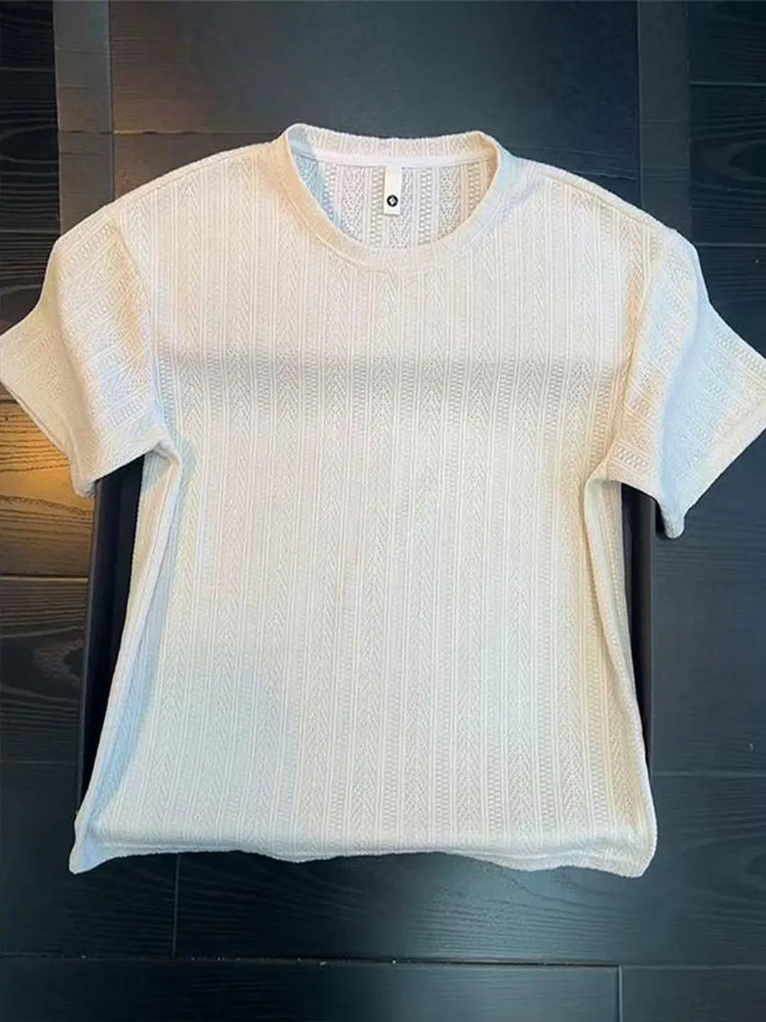 Ice Silk Texture Wheat Spike Pattern Short Sleeve Men's T-Shirt Lightweight Breathable Summer Casual Half Sleeve T-Shirt