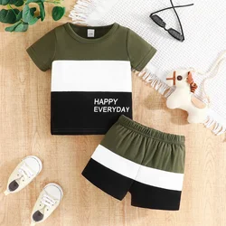 Clothing Set For Kid Boy 6-36Months Letter HAPPY EVERYDAY Short Sleeve Tshirt and Shorts Summer Outfit For Newborn Baby Boys