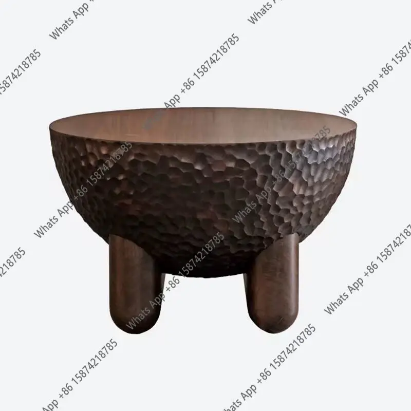 retro light luxury Italian designer creative solid wood carving flower coffee table living room