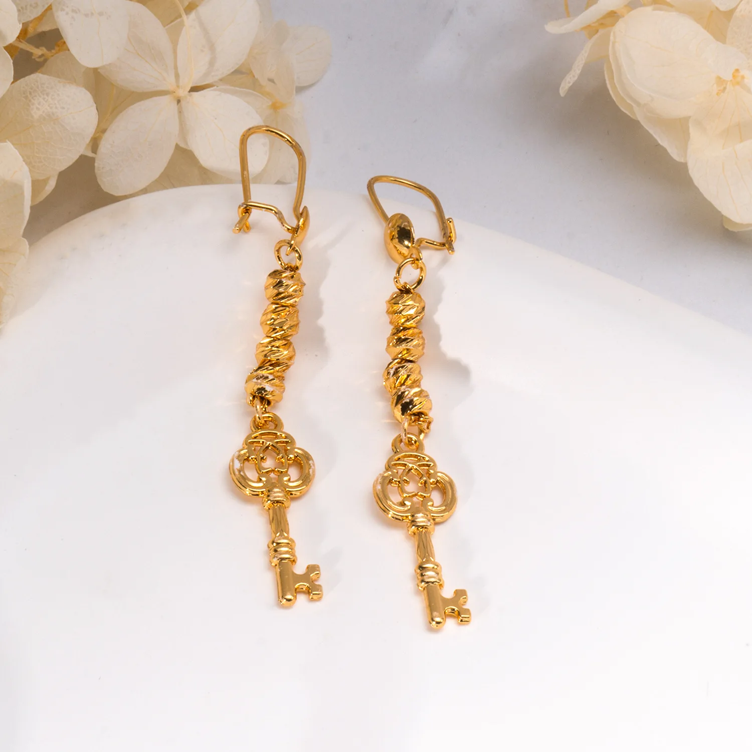 9999 Gold Ear Jewelry - Long-style Fringe Keychain Earrings - Retro and Simple Ear Decorations