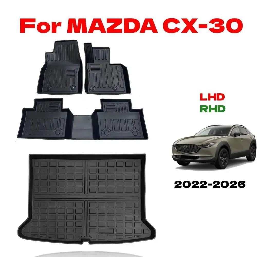 

TPE Floor Mats Cargo Liner for MAZDA CX-30 2026-2022 (for RHD LHD ) TPE All Weather Floor Liners Trunk Mat for Mazda CX-30 2026