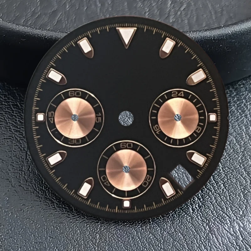 

Top Black White Gold 29.5mm VK63 Green Blue Luminous Watch Dial Hands Sterile Watch Automatic Movement Parts for 39mm Watch Case