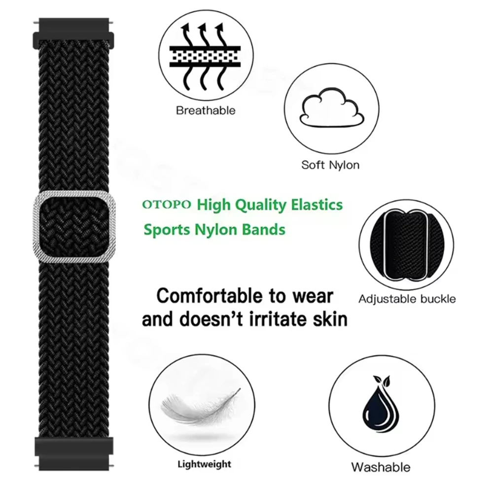 حزام نايلون 20/22 مللي متر للغارمين Vivoactive 6 5 4/Foreunner 570 165 245 255 شريط مضفر للموسيقى لسوار Garmin Venu 4 3 2 SQ