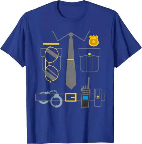 Polizisten-Kostüm Lustiges Polizisten-T-Shirt Y2k Persönlichkeit Einzigartige Geschenke Neuartige Fantastische Polizeikleidung mit Grafik – Detail 13