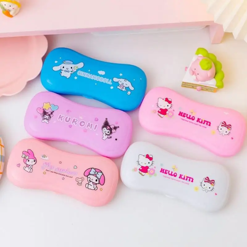 Sanrio conjunto de talheres de aço inoxidável para crianças, 2 peças, garfo, colher, kuromi, estudante, brinquedos de mesa para crianças