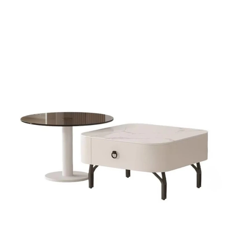 

Coffee table living room furniture marble countertop wood frame simple modern luxury small apartment new style